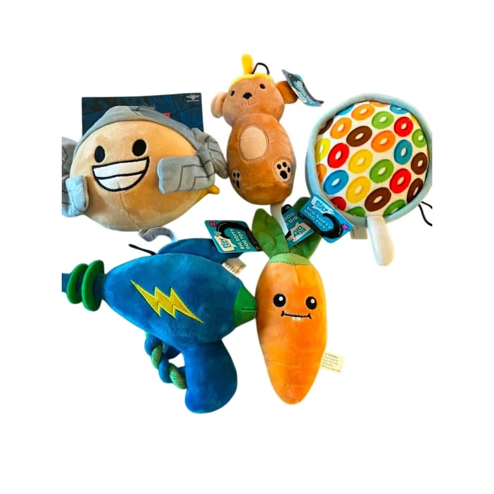 Play One Plush Dog Toy Bundle Marvel Thor Ray Gun Carrot Bear Cereal NWT 5pc